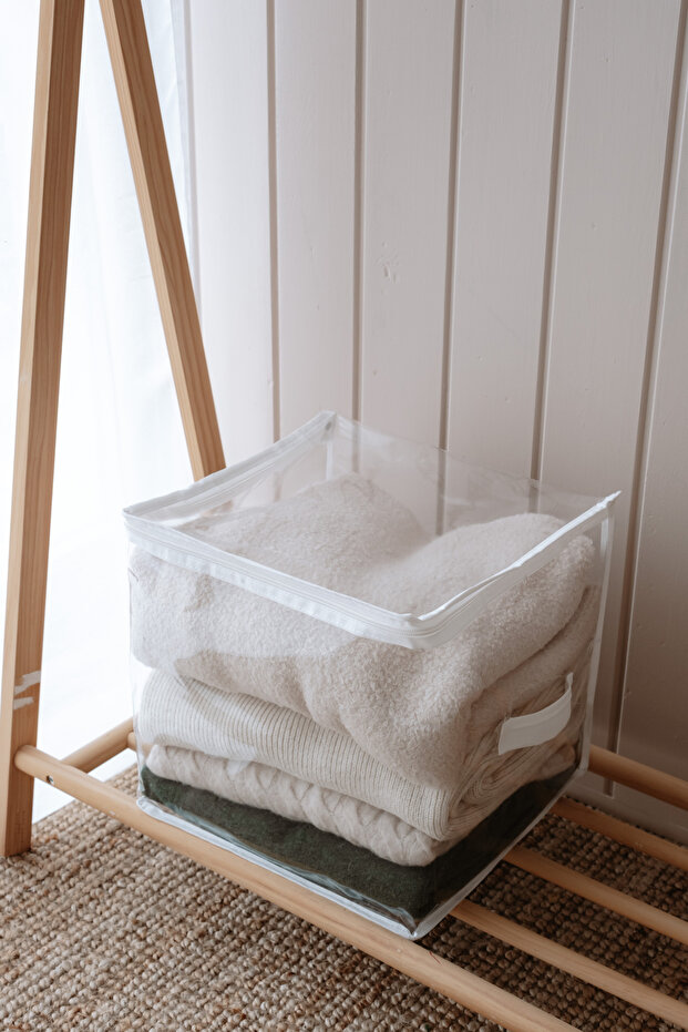Clear Zippered Clothing, Blanket, Duvet Cover Storage Storage 30X30X30 cm