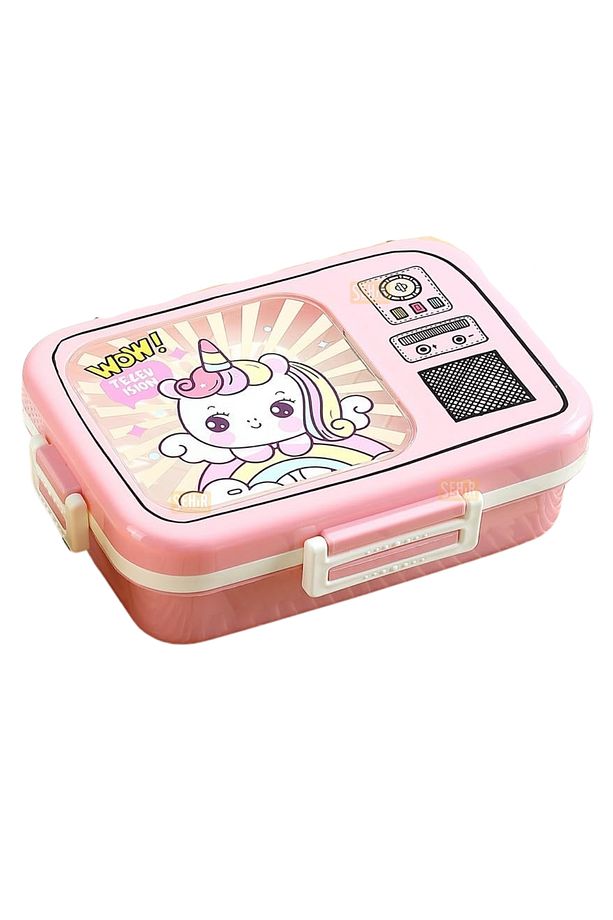 Bento 820ml Lunchbox Sevimli Dostlar Tek Katlı 3 Bölmeli Paslanmaz Çelik Sefer Tası Yemek Kutusu - 1