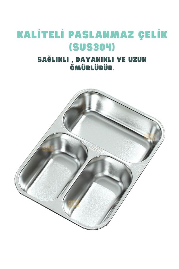 Bento 820ml Lunchbox Sevimli Dostlar Tek Katlı 3 Bölmeli Paslanmaz Çelik Sefer Tası Yemek Kutusu - 4