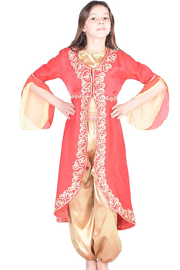 Kırmızı Çocuk Kaftan Bindallı Kına Elbisesi - 1