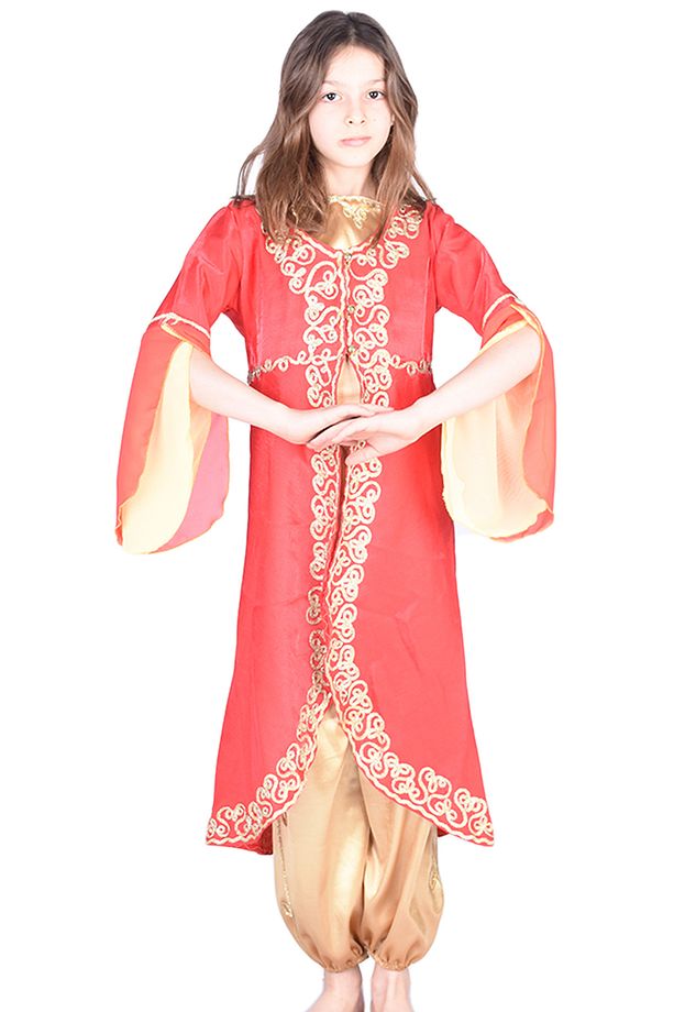Kırmızı Çocuk Kaftan Bindallı Kına Elbisesi - 2
