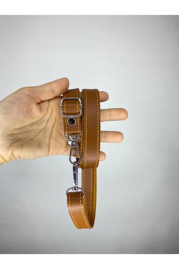 Adjustable Faux Leather Bag Strap with Silver Color Apparatus Length 140cm - Width 2 cm - (Brown Color)