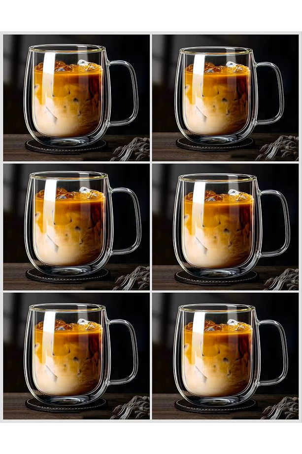 6 Adet Çift Camlı Kahve Ve Çay Kupası Espresso Bardağı Çift Cidarlı Bardak Seti 250 ML - 1