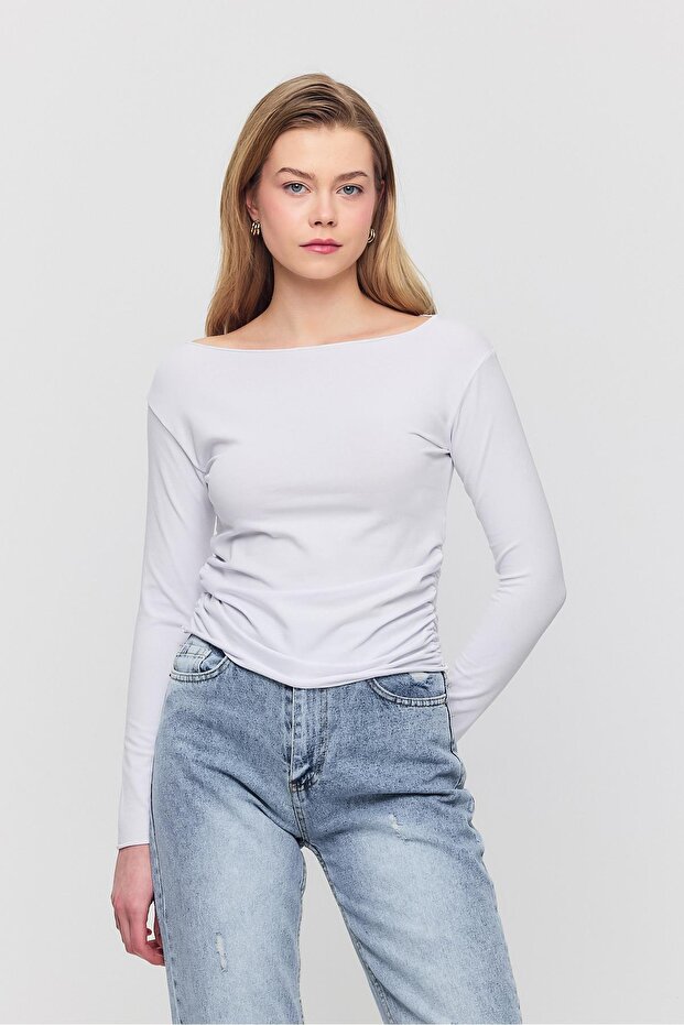 3027 بلوزة جانبية مجمعة إكرو - 1