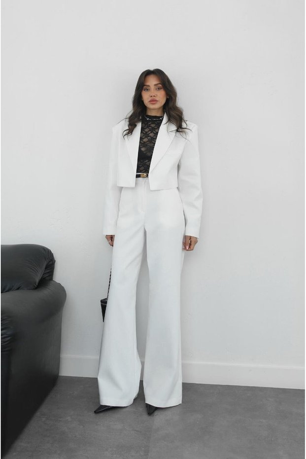 White Roman Jacket Pants Set