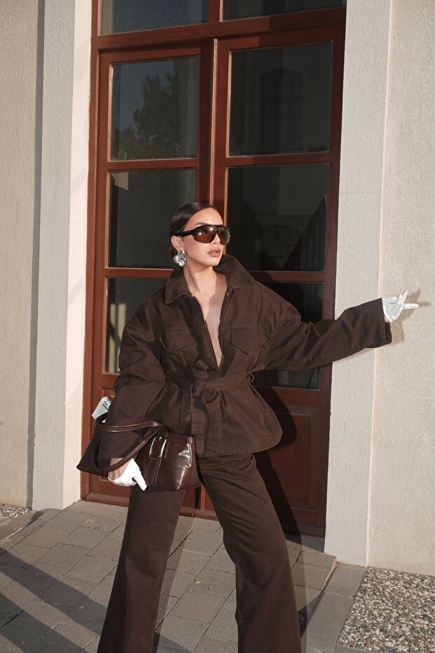 Women's Brown Denim Suit Eka-0071- 240274