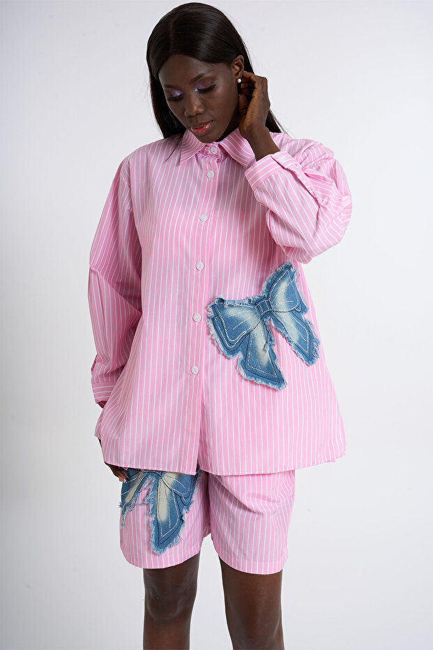 طقم شورت مزين بفيونكة - 3