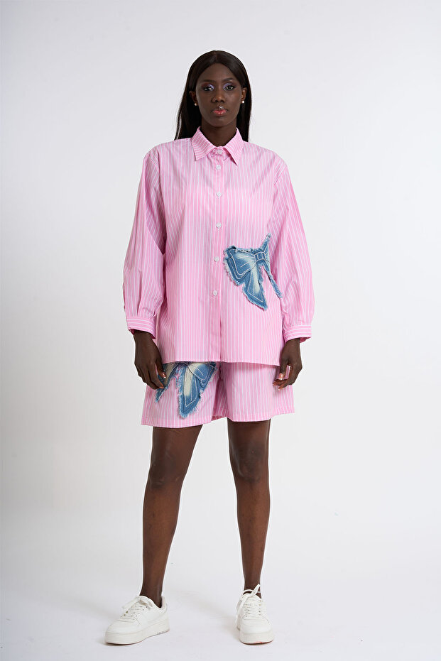 طقم شورت مزين بفيونكة - 2