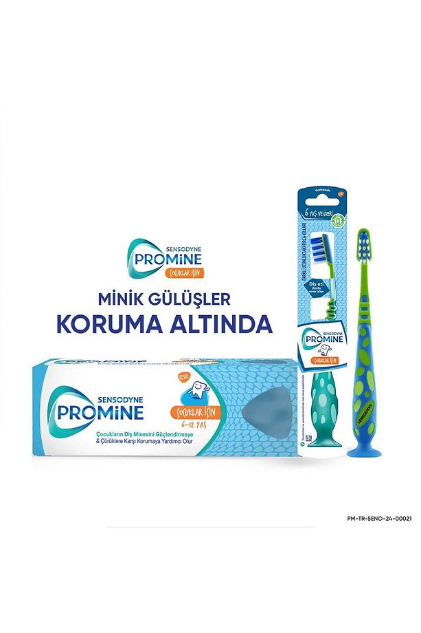 Promine 6-12yaş Gün Boyu Çürüklere Karşı Koruyan Çocuk Diş Macunu 50ml Yumuşak Diş Fırçası - 5