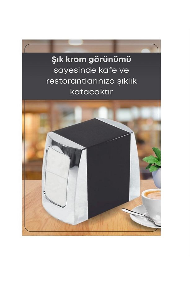 1 Adet Krom Detaylı Peçetelik - Çift Taraflı Yaylı Peçetelik - Lokanta Büfe Restorant - 2