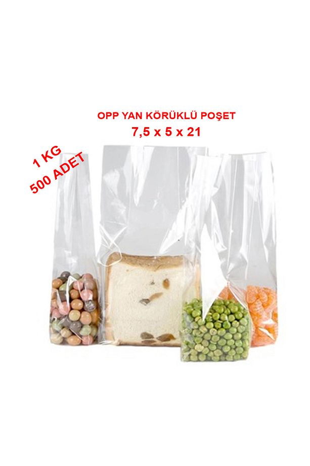 Opp Yan Körüklü Torba 7,5 X 5 X 21 Cm Şeffaf Opp Poşet 500 Adet - 1