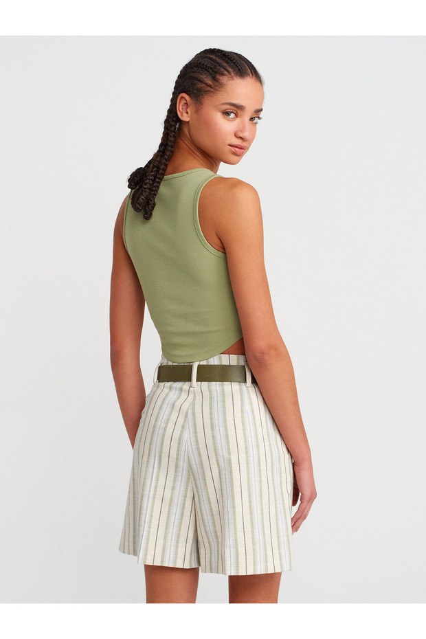 71613 Kemerli Şort-yeşil - 2