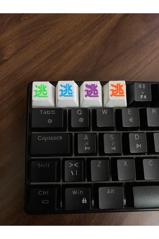 4 Adet Özel Tasarım Japon Kanji  Desenli mekanik tuş Ve 2 Adet Klavye Tuşu Keycap Sökücü - 4