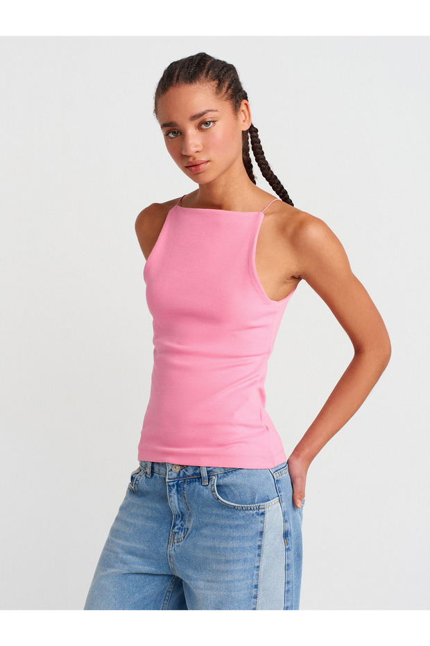 21020 Halter Yaka Top-Pembe - 1