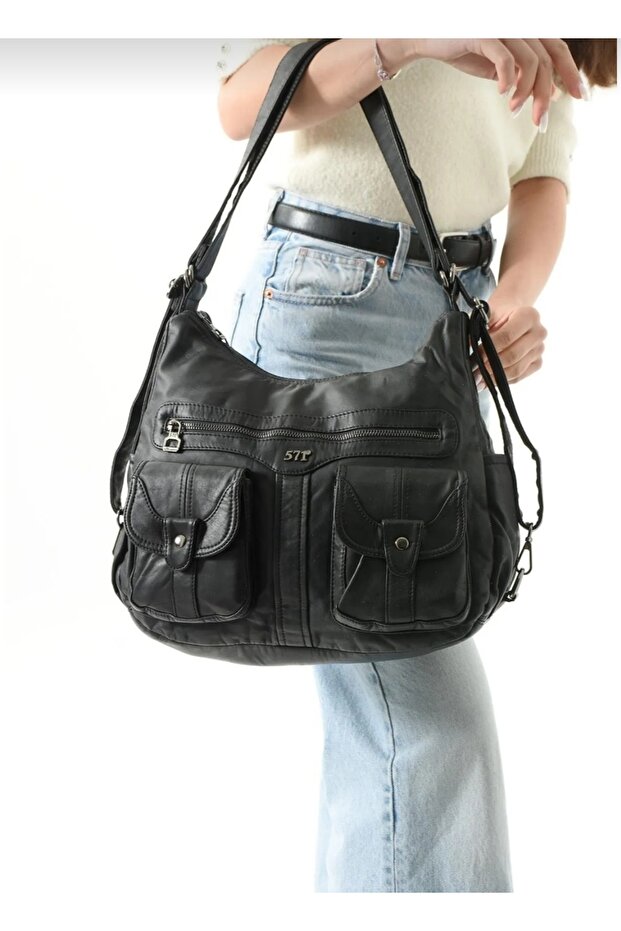 حقيبة ظهر من الجلد الصناعي - 1