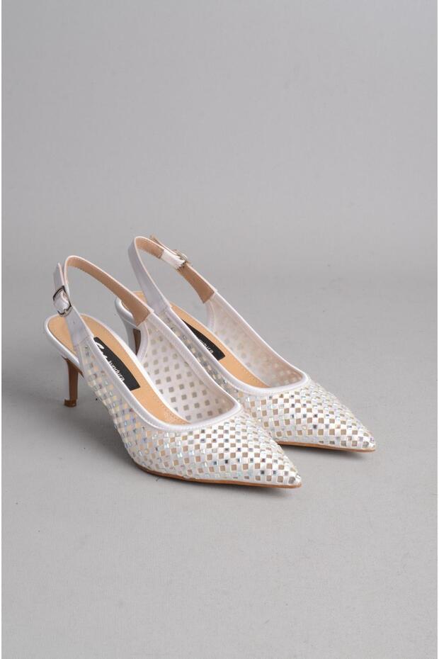 Select 088 stone heel women's shoe (heel 7 cm) white