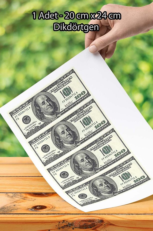 Dolar Yenilebilir Baskı ( 4 Adet ) A4 Yenilebilir Süsü Pasta Kurabiye Şeker Hamuru Kağıt Baskısı - 1