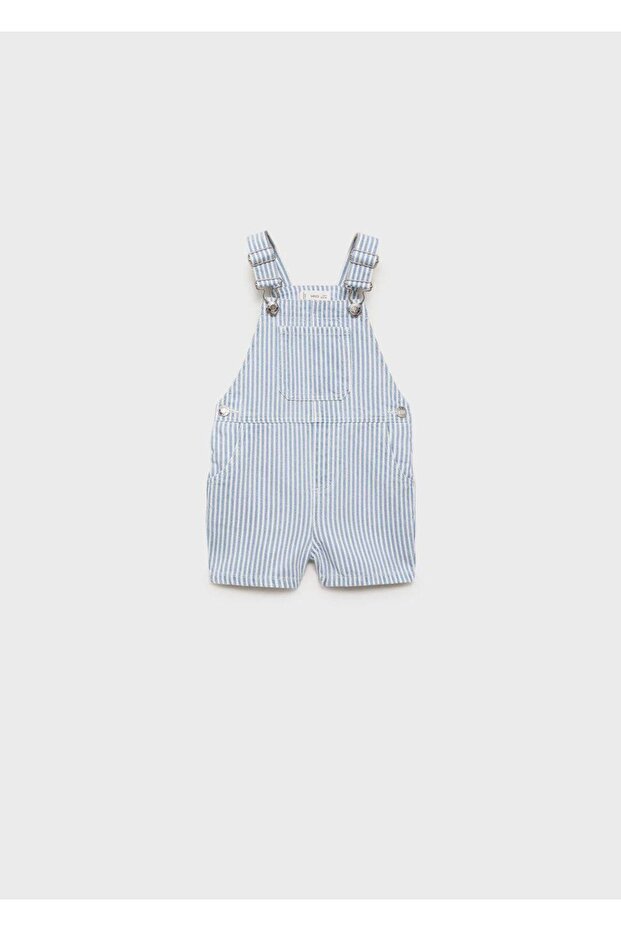 Striped denim overalls