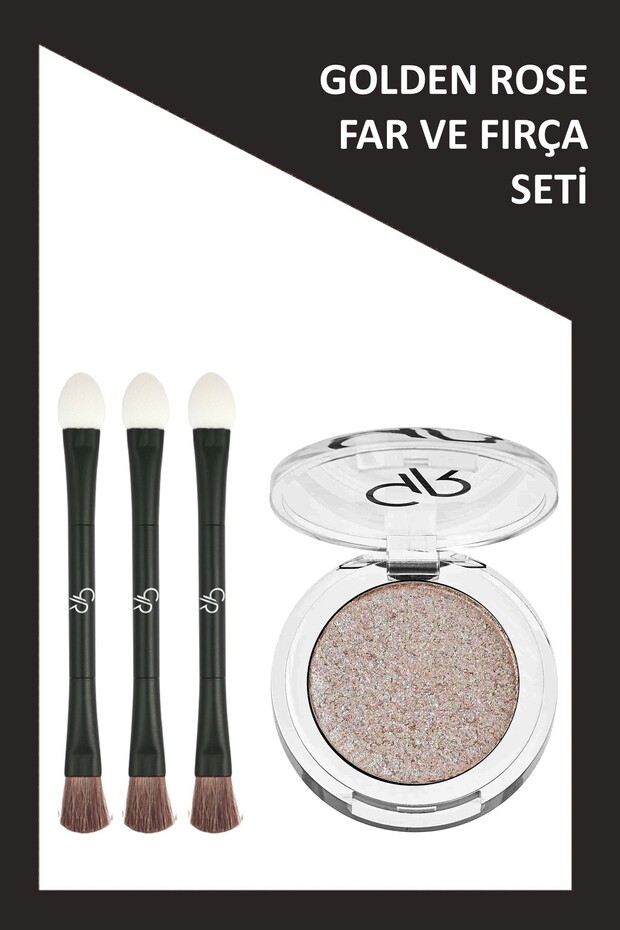 Doubleended Eyeshadow Brush - Far Fırçası ve Soft Color Shimmer Mono Eyeshadow No: 83 Nacreous - Tek - 1