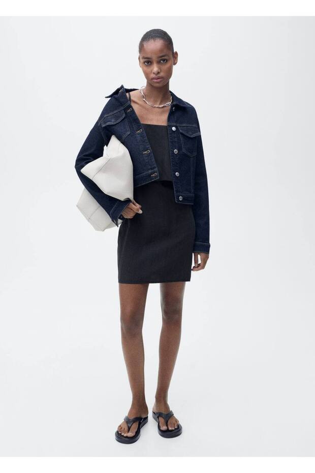 Volanlı lyocell elbise - 2