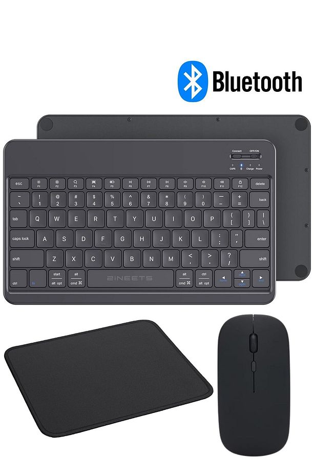 Kablosuz Şarjlı Bluetooth Klavye Mouse Ve Mousepad Seti Ultra Slim Tablet Telefon Windows Uyumlu - 1