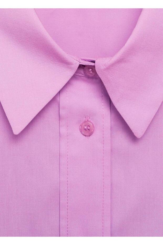 Düğmeli Lyocell Gömlek - 5