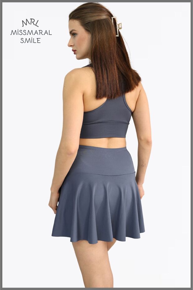 Anthracite Skirt with Shorts High Waist Skirt with Shorts Casual Beachwear Tennis 110101