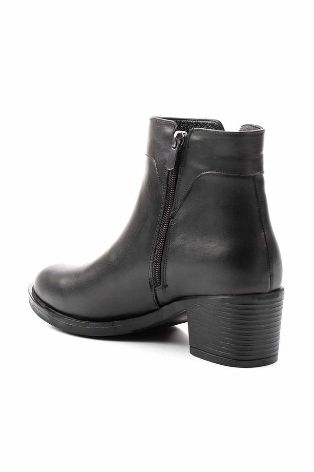 Siyah Hakiki Deri Kadın Bot & Bootie K02531230603 - 4