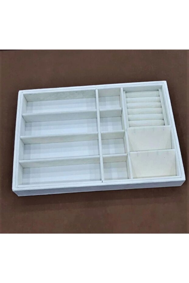 New Local Suede Cream Drawer Jewelry Organizer Box (AYDINDECOR)