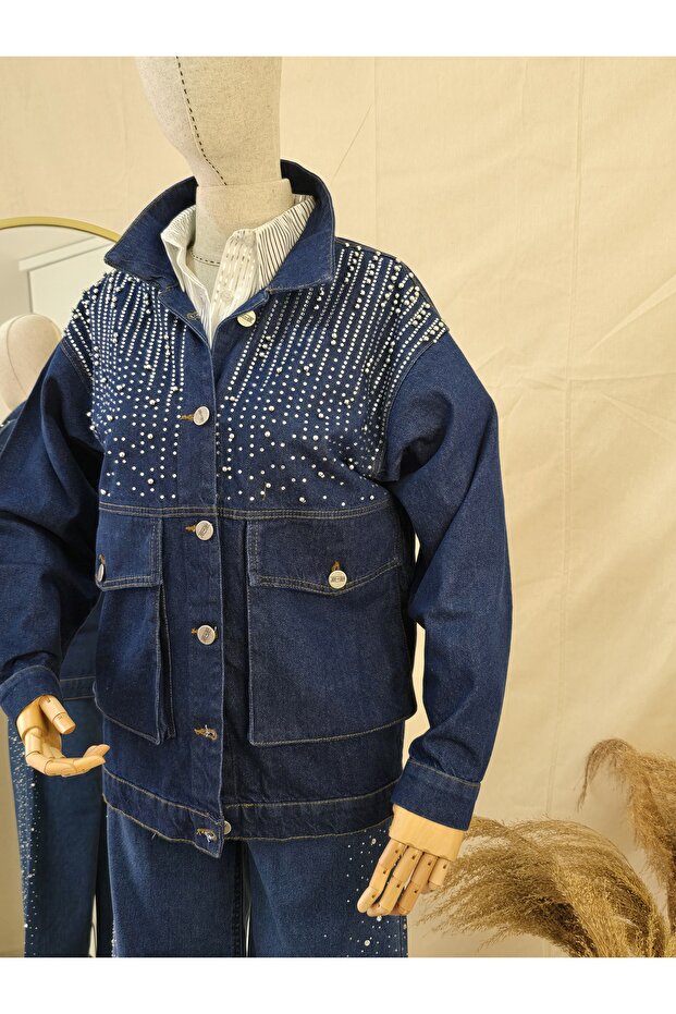 Taşlı kot ceket - 3