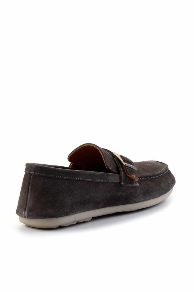 Gri Leather Erkek Loafer Ayakkabı E01304406502 - 4
