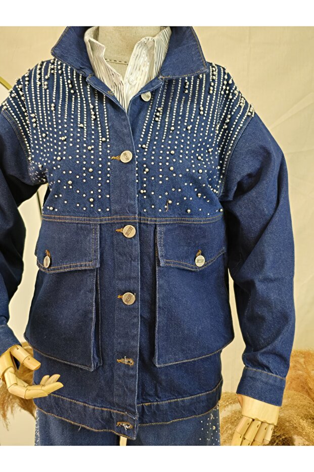 Taşlı kot ceket - 2
