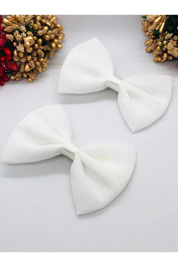 White Bowknot Hair Clip Holiday Hair Clip 2 Pieces