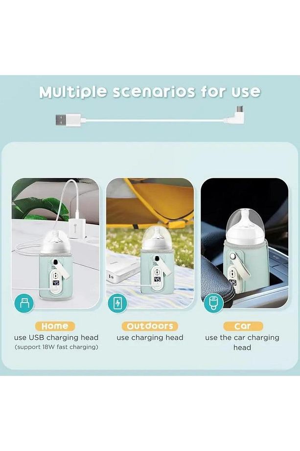 Biberon ısıtıcısı kablosuz süt ısıtıcı USB şarj edilebilir süt ısıtma termostat otomatik seyahat süt - 5