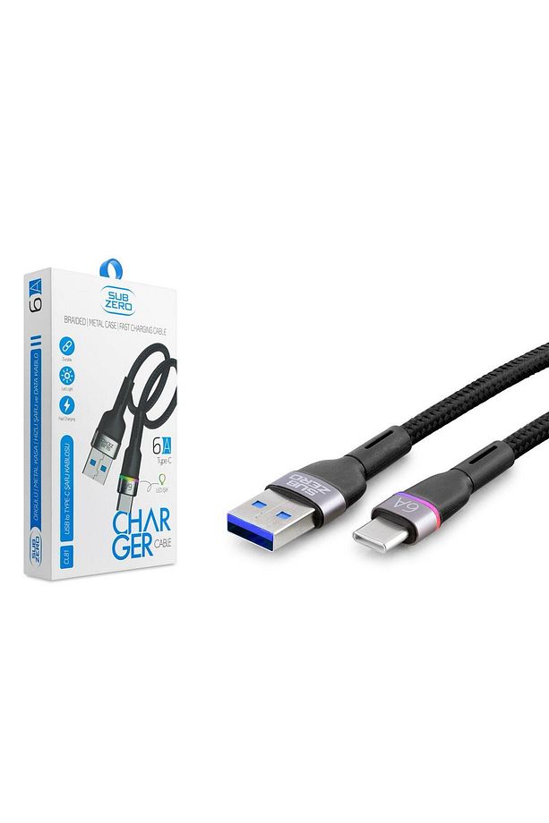 6A USB to TYPE -C RGB IŞIKLI İP ÖRGÜLÜ ŞARJ KABLOSU - 1