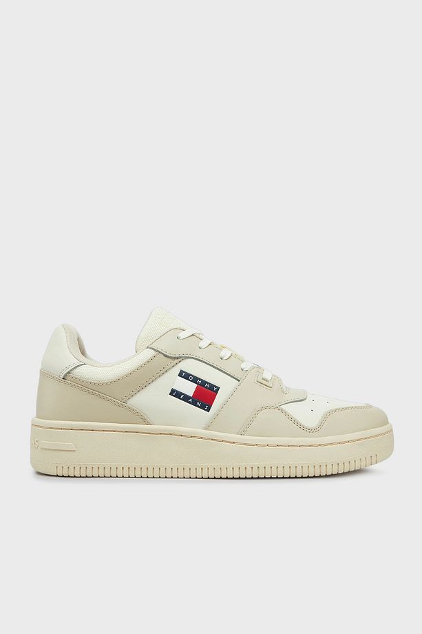 Logolu Deri Karışımlı Sneaker Ayakkabı Erkek AYAKKABI EM0EM01395 YBI - 1