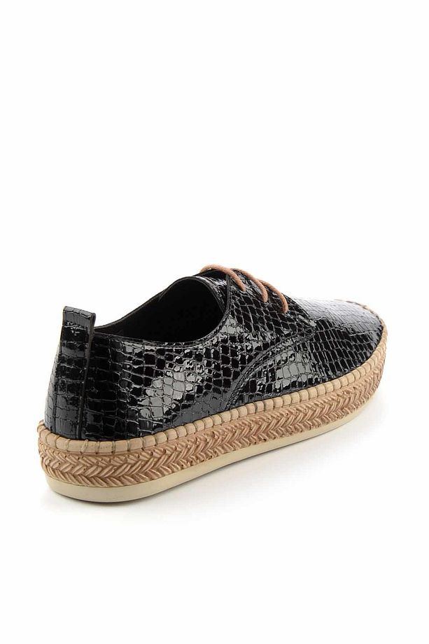 Parlak Siyah Kadın Espadril K01309230311 - 4