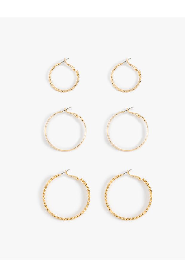 Set of 3 Steel Twist Hoop Earrings