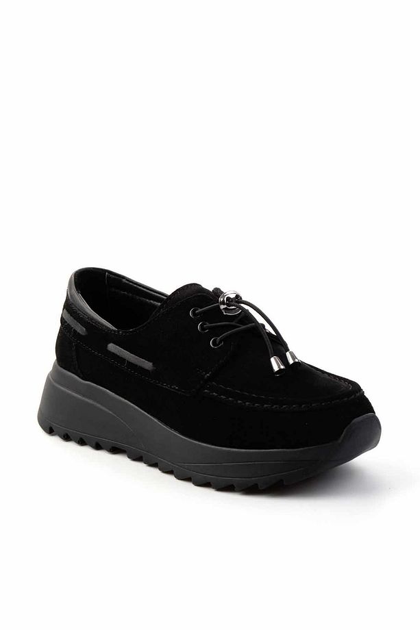 Siyah Süet Hakiki Deri Kadın Loafer Ayakkabı K01809047002 - 3