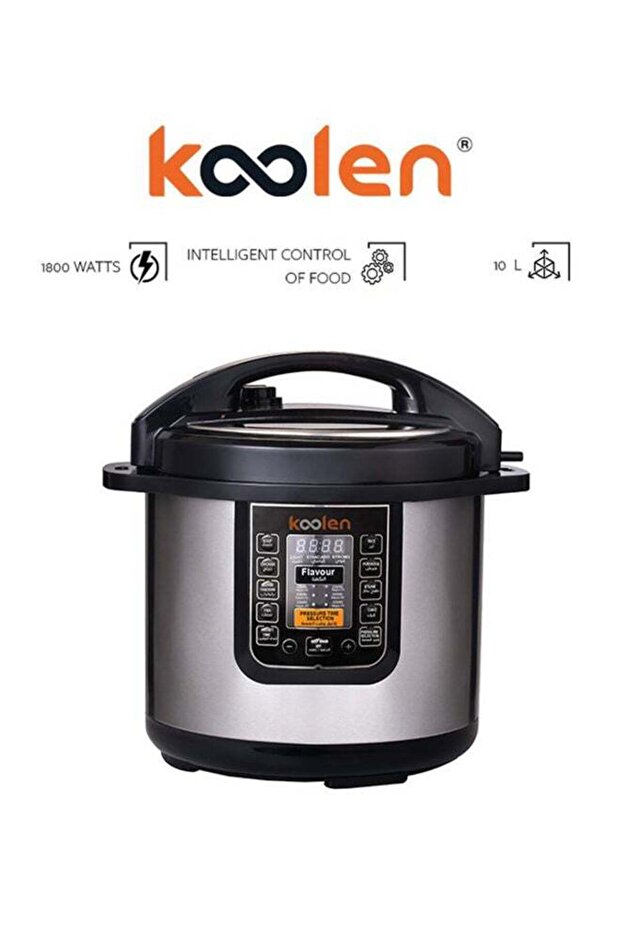 Colin Electric Pressure Cooker 1600 Watts 10 Liters 8 Functions LCD Display Silver * Black 816106004 - 1