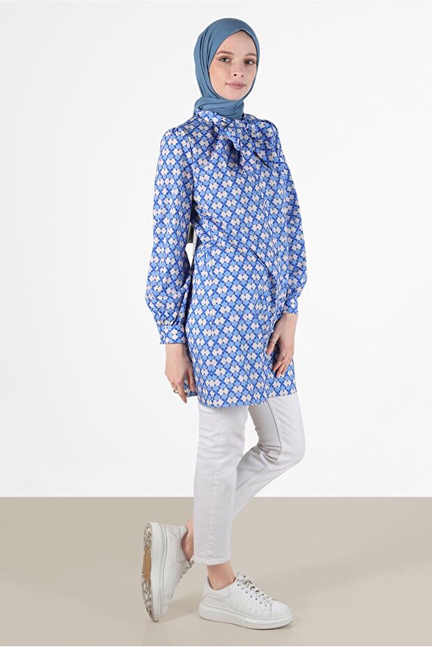 Bağlama Detaylı Desenli Tunik 42641-1 - 2