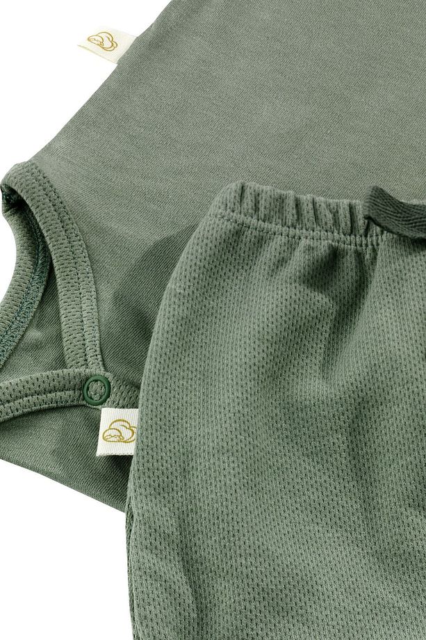 Unisex 2 Parça Kısa Kollu Bebek Yazlık Bodysuit Ve Şort Seti - Elation Gourd - 6