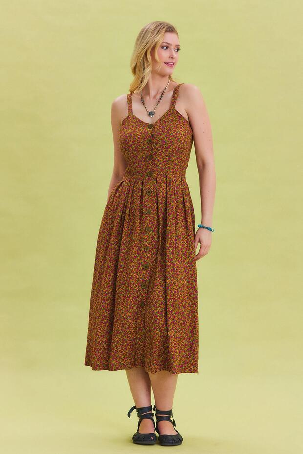 Slit Strappy Bohemian Dress