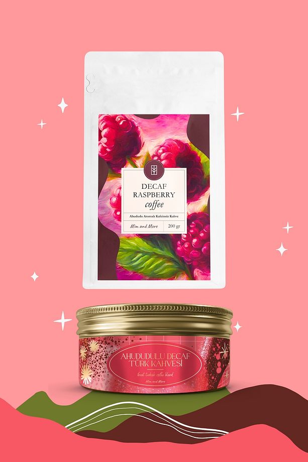 Decaf Raspberry İkili Kahve Seti - Kafeinsiz Ahududu Aromalı Türk Kahvesi, Filtre Kahve 2'li Set - 1