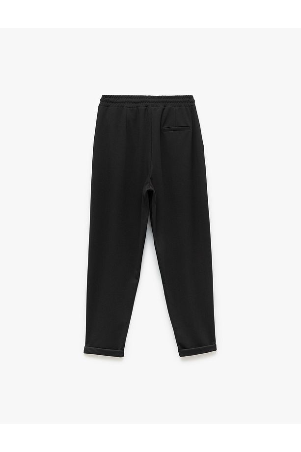 Regular Fit Cepli Krep Scuba Kumaş Eşofman Pantolon - 4