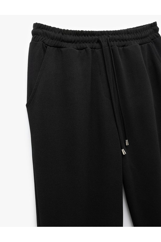 Regular Fit Cepli Krep Scuba Kumaş Eşofman Pantolon - 5