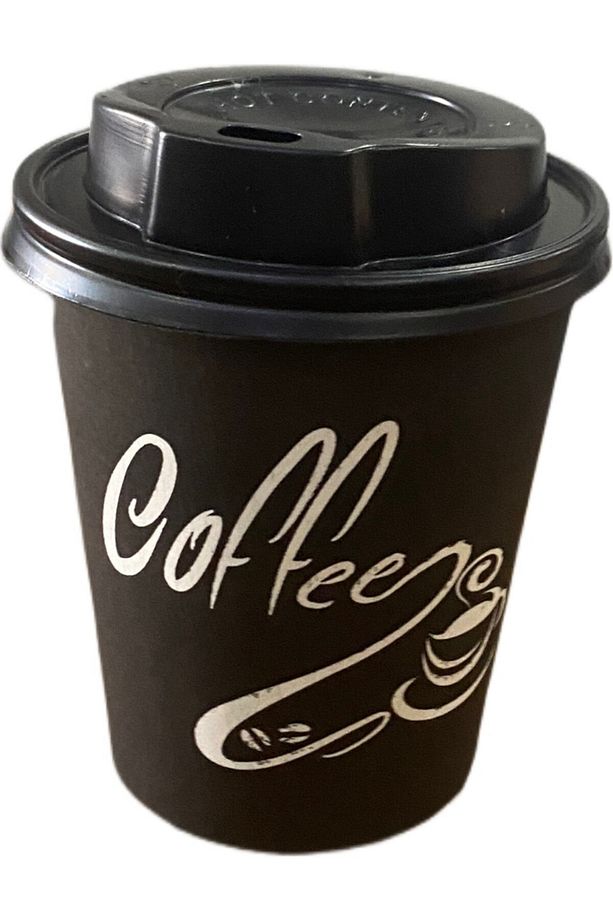 8 Oz Siyah Kapaklı Karton Bardak Kahve Çay Kağıt Bardak 250 ml - 50'li - 4