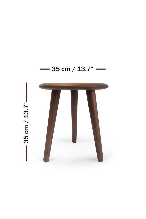 Masif Kayın Tabure Sehpa Üç Ayaklı Yuvarlak Ceviz(H=35 CM) - 2