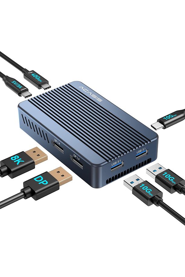 40Gbps M.2 NVMe SSD, Thunderbolt 3/4, 2xDP 1.4, 2xUSB 3.1, Vidasız Montaj, Fanlı Type-C HUB - 1