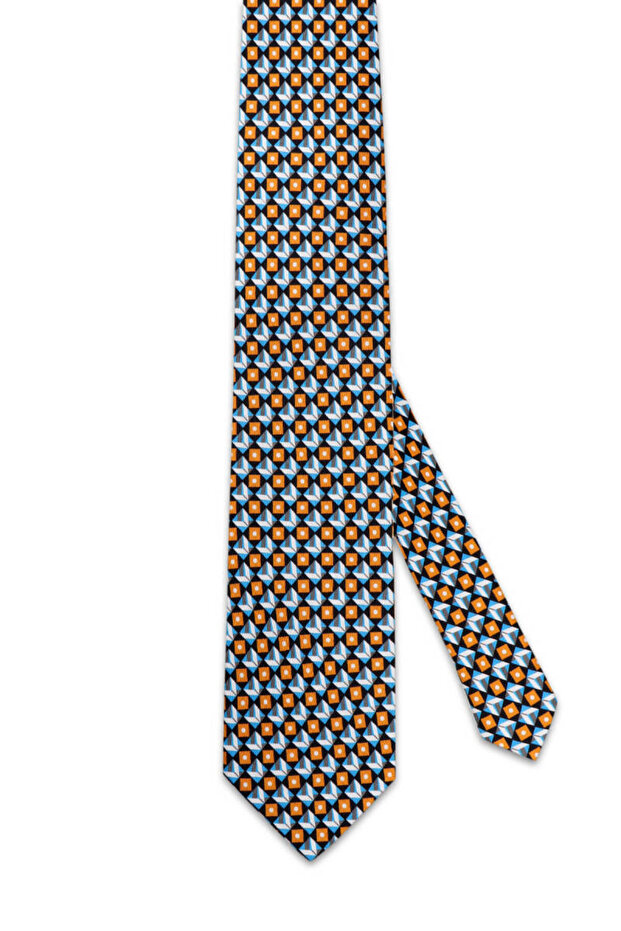 Turquoise Patterned Silk Tie - 2